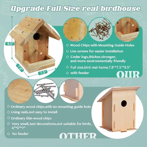 DIY Birdhouse Kit with Paint Set - Kids' Wood Craft Kits - Make a Bird House Kit for Kids - DIY Woodcraft Building Projects for Kids and Adults- STEM Teaching Tools