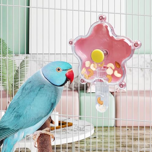 BNOSDM Bird Foraging Toys Cockatiel Foraging Wheel Parrot Cage Spinning Toys Parakeet Enrichment Puzzle Feeder Toy for Budgies Lovebirds Canaries (Pink) - color: Pink