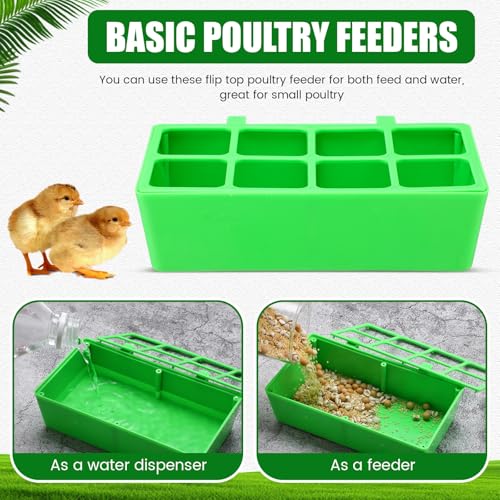 Honeydak 8 Pack No Mess Quail Feeder Trough Removable 8 Slots Hanging Chicken Feeder Bowl Water Trough Food Dispenser Tool for Pigeon Chicks Quail Parrots Duck Bird Poultry Animal