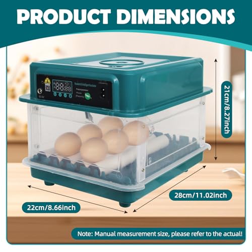 12 Eggs Incubators for Hatching with Auto Turning and Humidity Display | Temperature Monitoring，Adjustable rollers，Suitable for a variety of poultry eggs，Automatic Egg Turner