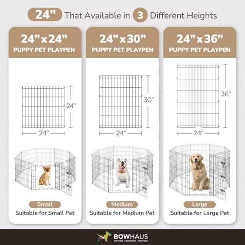 Foldable Outdoor/Indoor Pet Playpen with Gate, Available in 30 Inch Height Metal Portable Kennel, Heavy-Duty Exercise Fence Cage 8 Panels for Medium Dog, Animals - style: 30 Inch