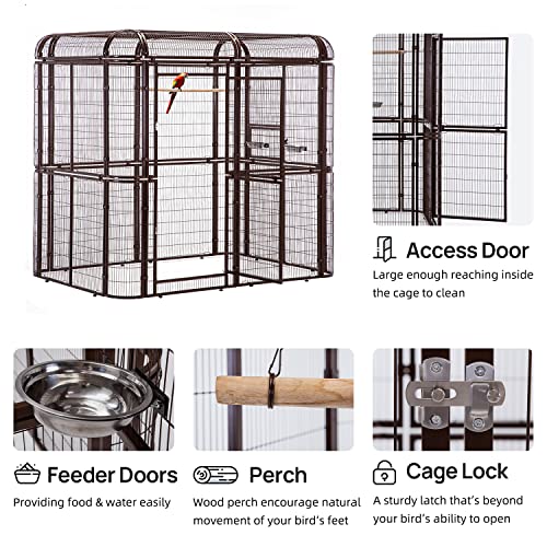 wonline Parrot Cages for Large Birds Outdoor Extra Large Bird Cage with Bird Cage and Perch, Suitable for Macaws Canaries Parrots Budgie Lovebirds - color: Brown