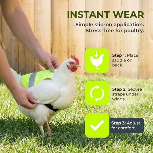 3 Pack Chicken Saddle for Hens Reflective Vest Adjustable Back Protector | Soft Fabric Body, High Visibility Strip, Buckle Chest Strap, Open Wing Cutout, Reusable Coop Yard Wear for Backyard Hen Care - color: Green,Pink,Black