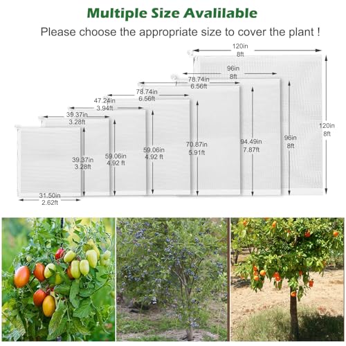 10 x 10ft Extra Large Fruits Tree Netting, Garden Mesh Insect Tree Cover with Zipper Drawstring Bird Barrier Net Plant Bag Blueberry Bushes Protection Plant Cover for Prevent Animals Deer Squirrel Bug - size: 10×10Ft/ 1pcs/ zipper