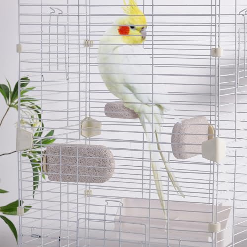 4pcs Bird Perch Stands Foot Claws Trimmer Beak Grinding Stone Parrot Climbing Chewing Toys Cage Accessories for Small Medium Birds Budgies Lovebird Conure (Large) - size: Large