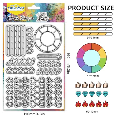 CHGCRAFT Star Rating Clear Stamps Scoring Table Transparent Stamps Rating Icon Silicone Clear Stamp Seals for DIY Scrapbooking Photo Album Decoration, 4.3×6.3 inch - style: Star Rating