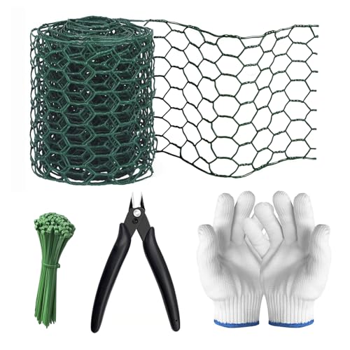 Floral Chicken Wire, Chicken Wire for Floral Arrangements for Reinforce Fencing 4 x 118 Inch Hexagonal Galvanized Mesh Fence with Gloves Ties & Cutter