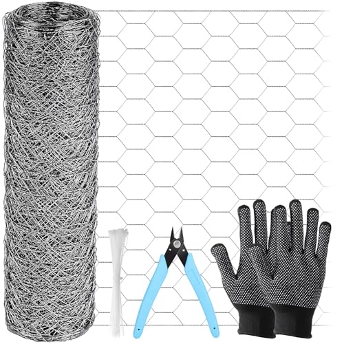 ROADPLUM 13.8 in x 49 ft Chicken Wire Fencing, Rustproof Galvanized Iron Chicken Wire Mesh for Pet Rabbit, Floral Chicken Wire Roll Netting to Protect Poultry Plant Fruit - size: 13.8 x 590 in