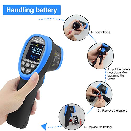 High Temp Thermometer Gun -58°F~2732°F Dual Laser Industrial Pyrometer | Color LCD Backlight,Digital IR Temperature Gun 30:1 Adjustable emissivity 0.1-1.0. Hi/Lo Temp Alarm. Flashlight. - color: Colorful LCD AP-1500C