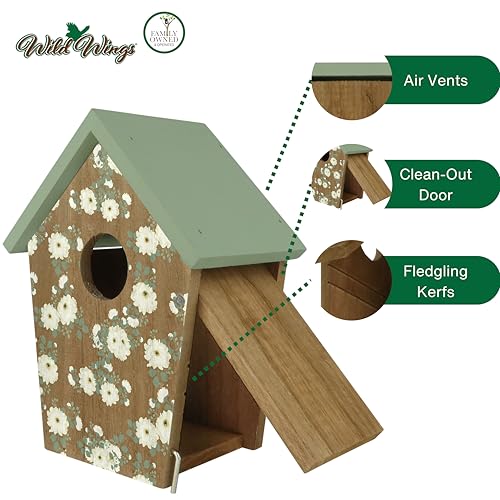 Wild Wings Decorative Bluebird House Verdant Petals, Green - style: Verdant Petals