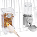 lemtrflo No Mess Bird Feeder Water Dispenser Set, Bird Feeder for Cage | Cage Accessories for Parrot, Finches, Budgies and Canaries - color: grey