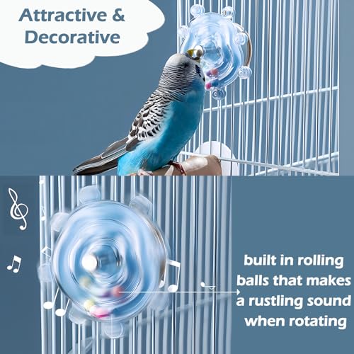 2pcs Bird Toys for Parakeets, Colorful Spinner Wheel (Rondom Color) | Interactive Enrichment Toy Create Soft Rustling Sounds When Spinning, Safe for Chewing to Meet Birds' Gnawing Instincts - style: 2pcs