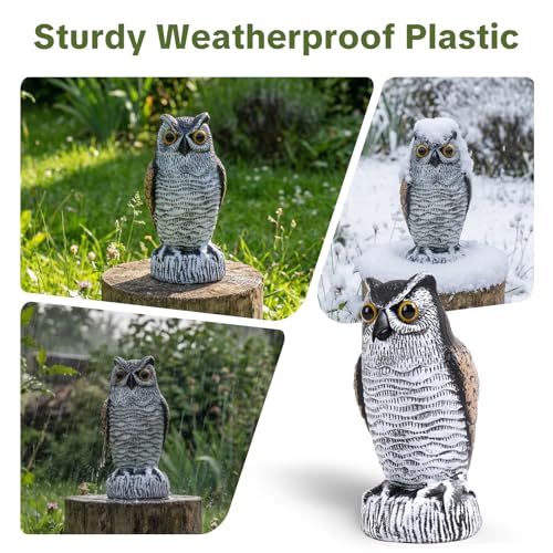 OFFO Fake Owl, Owl Statue for Garden and Yard Decoration, Weatherproof Plastic Outdoor Owl Decor for Porch Pool Patio Yard, 10-Inch Height, Round Ear Owl - color: Round Ear Owl Brown, size: 10 in