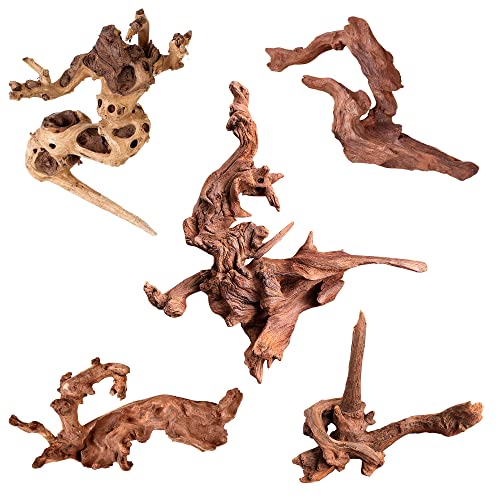 majoywoo Natural Small Driftwood for Aquarium Decor Fish Tank Decorations | Natural Driftwood for Aquascaping and Reptile Decor, With Unique Natural Shapes, Assorted Driftwood Branch 4.5-7.5" 5 Pcs - size: Mopani Driftwood 4.5 to 7.5 Inch (Pack of 5)