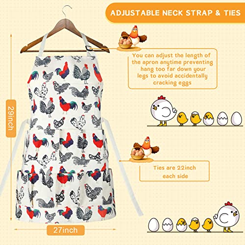 Loopeer 2 Pcs Egg Apron Collecting Apron for Fresh Egg Gathering Adjustable Gathering with Pocket for Gift Women - style: 12 Pockets