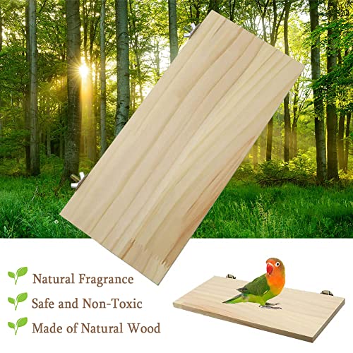 Litewoo Parrot Bird Wood Perch Platform Large Stand Shelf for Budgie, 1PC | Natural wood, sturdy flat bird perch shelf, for small-medium birds/parakeet/cockatiel/conure, easy install & adjustable - size: 1PC
