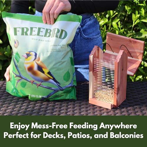 Freebird Premium No Mess Bird Seed for Outdoor Feeders - 7 lb | Shell-free blend with sunflower hearts and peanut pieces for less waste and cleaner feeders. Premium no-mess wild bird food.