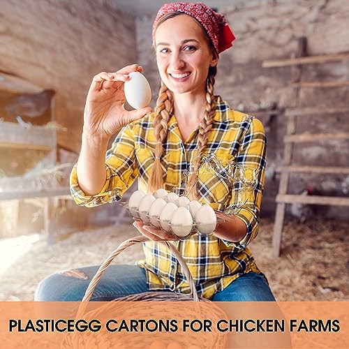 Egg Cartons Cheap Bulk 100 Pack, 1 Dozen Plastic Egg Carton for Refrigerator, Reusable Egg Container Holder for Storing, Sharing, Selling, Clear Egg Cartons for Home Ranch Farm Market-2x6 Grids | Reusable Bulk Egg Carton Clear Egg Holder for Home Ranch Fa