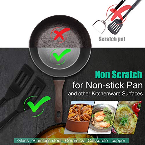 Mini Brownie Serving Spatula Flexible Nonstick Silicone Serve Turner Heat-Resistant Cookie Slotted Spatula for Flip Egg in Small Frying Pan Cookie Batter Lemon Squares (Black,2 Pieces) - color: Black