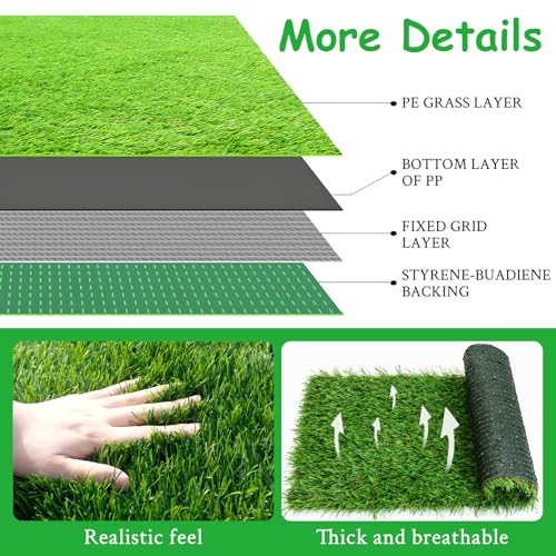 kathson 4 Pcs Washable Chicken Nesting Pads, 11.8 X 23.6 in Artificial Grass Turf Rug Cuttable Chicken Coop Liner for Laying Eggs Reusable Nest Box Bedding Egg-Protecting Mats for Coops - size: 4 Pcs