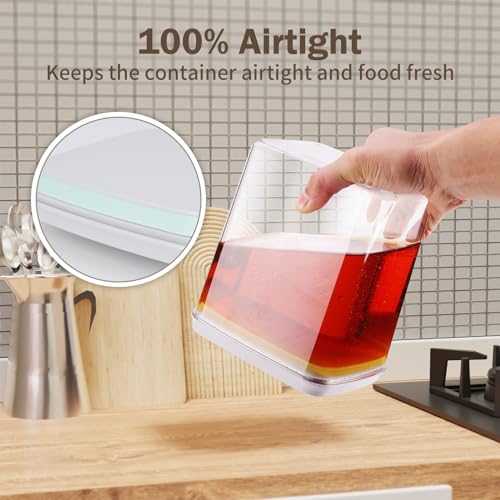 Pop Airtight Food Storage Containers Set with Lids, 6 Pcs Stackable One Button Opening Food Containers Kitchen Pantry Organization and Storage, BPA Free Stackable Cereal Container (0.5, 1.2, 1.8qt)*2 - color: gray, 6 pcs