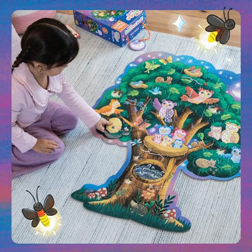 Peaceable Kingdom Shimmery Hoot Owl Hoot 49 Piece Floor Puzzle | A giant floor puzzle that builds focus and patience. Ages 3+. - style: Owl