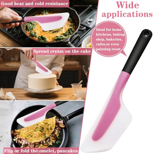 Silicone Omelette Spatula Turner, Flexible Egg Flip Tool for Non-stick Pans | 13Inch Flip Fold Omelet Turner Heat Resistant omelette flipper for Kitchen Omelet Pancake Crepes, Pink - color: Pink