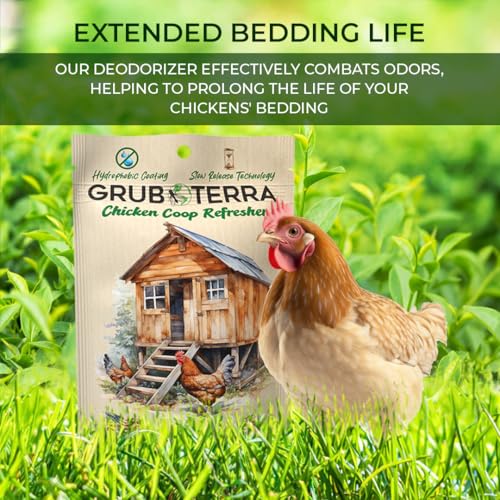 GrubTerra Chicken Coop Odor Eliminator, Coop Refresher & Litter Deodorizer – Zero Odor Neutralizer for Chicken Bedding, Sand, Nesting Pads & Runs - Mint Scent