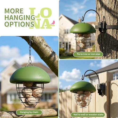 LONA Suet Ball Bird Feeder Outdoor Hanging Fat Ball Feeders with Versatile Mount Durable Weatherproof Washable Transparent Tube Wire Steel Metal Feeder for Wild Birds - style: Style2-Normal Cage