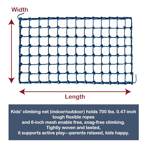 Upgraded Kids' Polyester Climbing Net, 8 Sizes, Heavy-Duty & Exquisite, Ideal for Indoor/Outdoor Playscapes - Treehouse, Gym, Balcony - Enhanced Safety (Navy Blue, 4ft x 10ft) - color: Navy Blue, size: 4ft x 10ft
