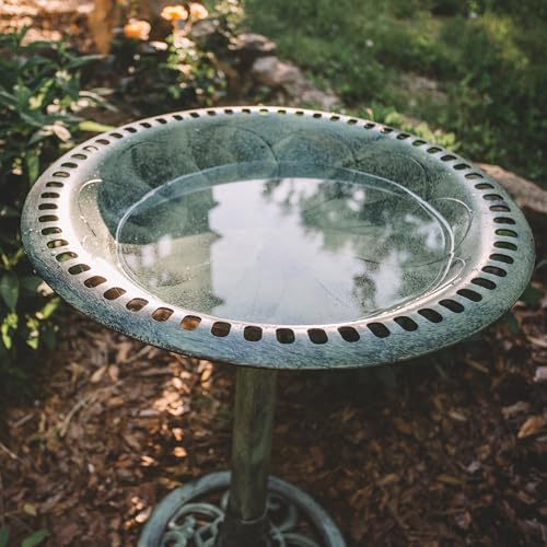 Backyard Expressions Outdoor Garden Bird Bath - Mint Green - Weather Resistant Polyresin - 27 Inch - color: Mint Green