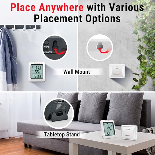 TempPro TempAir 500 FT Indoor Outdoor Thermometer Wireless with Sensor | Large LCD Display, No Hub or App Required, Outside Thermometer & Cold-Resistant Sensor for Patio (Previously ThermoPro) - style: 500ft