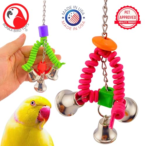 1957 Boingy Bell 6" x 3" Plastic Bead and Bell Toy for Parakeets Cockatiels Parrotlets Caiques Lovebirds Small Birds Cage Activity