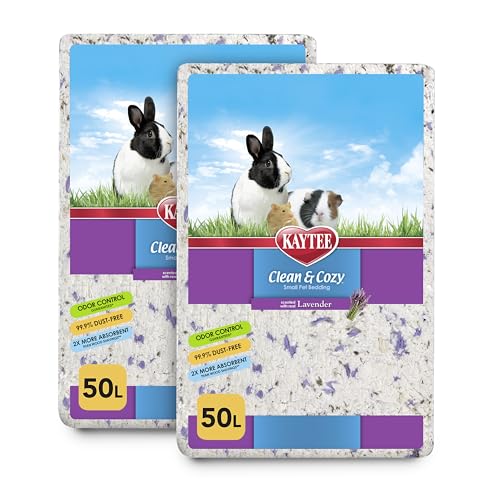 Kaytee Clean & Cozy White Paper Bedding for Guinea Pigs, 100 Liters | Fresher habitats with rabbit bedding. Hamster bedding for small pets. 99% dust-free, absorbs 6x, white bedding - size: 100 Liters