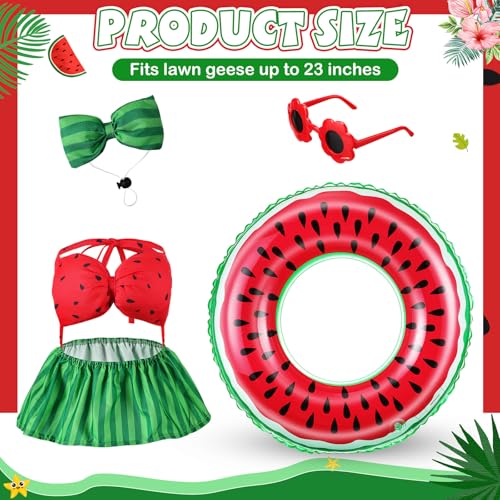 Bikini Porch Goose Outfits with Sunglasses and Swimming Tube for 23" Summer Goose Costume Garden Patio Statue Decor(Watermelon) - style: Watermelon
