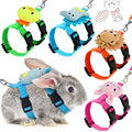 Tondiamo 4 Pcs Adjustable Bunny Harness and Leash Set for Small Pet,Animal | Cute Vest Harnesses, for Rabbits Ferrets Guinea Pig Kitten Puppy, Small Pet Supply, Adjustable Straps, Animal Design - color: Animals