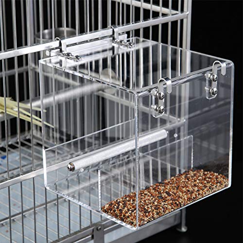 Automatic Bird Feeder No Mess Bird Cage Pet Feeder Seed Food Container for Parakeet Canary Cockatiel Parrot Finch Canary Acrylic (6.3 x 6.3 x 6.3 inch) - size: 6.3 x 6.3 x 6.3 inch