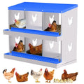 6 Compartment Chicken Nesting Box, Galvanized Steel Metal Laying Box with Removable Tray Roll-Out Egg Collection, Wall Mount Hen Roosting Box, Easy Egg Collection - color: Blue, size: 6 holes