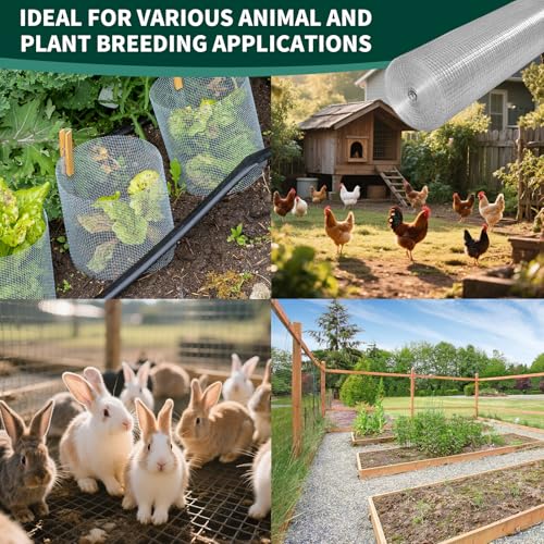Hardware Cloth 1/2 inch,16inx25ft Chicken Wire Fence,19 GA Wire Mesh | Double-layer hot-dip galvanized Mesh for Poultry Netting, Garden Fencing, Tree Guard Rolls and Rabbit Cages Snake Fence - size: 1/2inch 16inx25ft