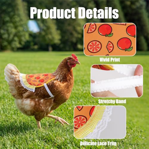 6Pcs Chicken Saddle Apron Lace Poultry Apron for Small Chickens | Breathable canvas fabric,adjustable elastic straps,full feather protection,fit small medium hens,smooth scratch-proof edges - color: Vibrant Fruit Print