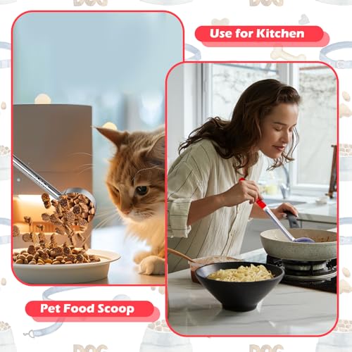 2 Pcs Dog Food Scoop 1/4 Cup Stainless Steel Dog Food Measuring Cups Long Handled Scoop for Dogs Cats Birds and Rabbits Food (1/4 CUP) - size: 1/4 CUP