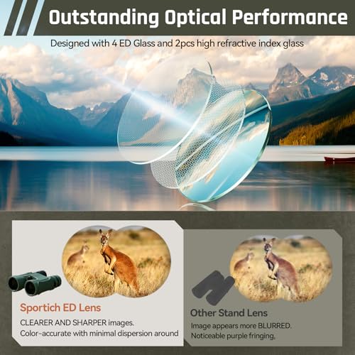 Beyond 10x42 Binoculars with ED Glass, HD Optical System, Waterproof, Fogproof, Tripod Adaptable, Rubber Armor for Outdoor, Bird Watching
