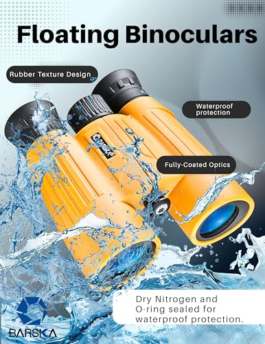 10x30 Floating Waterproof Marine Binoculars Boating Fishing - Rubber Armored, Durable Water-Resistant Compact Binoculars for Ocean, Water and Outdoor Use - BK7 Hiking, Birding Bird Watching Binocular