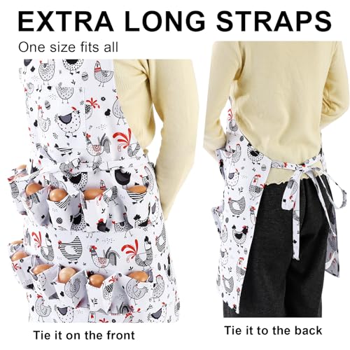 Egg Collecting Apron and Basket, Egg Apron for Fresh Eggs | 12 Pouches Chicken Egg Apron with 2 pockets, 7 Pouches Egg Basket, for Chicken, Duck, Goose, Bird, Various Poultry Collection