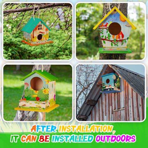 Liliful 4 Pack Bird House Kits for Kids, Wooden DIY Birdhouse Kit to Build and Paint, Birdhouse Craft Kit, Classroom Arts and Crafts Gift for Kids Ages 4-8 8-12 Boys Girls (Seasonal Style) - color: Seasonal Style