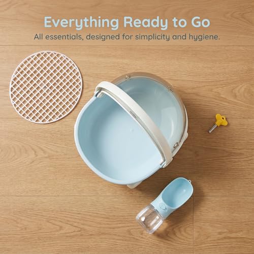 Transparent Portable Pet Carrier, View Hamster Cage & Parrot Travel Carrier with Lockable Top, Breathable Small Animal Carry House for Birds, Hamsters, Dwarf Rabbits