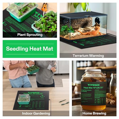 VIVOSUN 20" x 20.75" Seedling Heat Mat and Digital Thermostat Combo Set | UL & MET-Certified Warm Hydroponic Heating Pad for Germination, Indoor Gardening, Greenhouse - size: 20"x20.75"