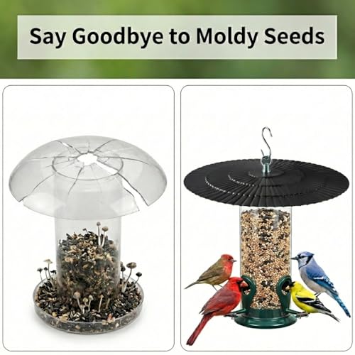 11.5" Metal Bird Feeder Rain Guard - Black | Dome Shield Umbrella Cover - Weather Baffle for Outside Hanging Bird Feeders - color: Black