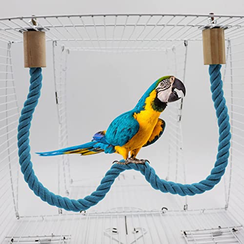 2 Pack Bird Rope Perch and Swing, Bird Cage Stand Pole Accessories, Climbing Toy for Parrot, Parakeet, Budgie, Cockatiel, Lovebird (23.62"/60 cm) - color: Blue, size: 23.62 inches