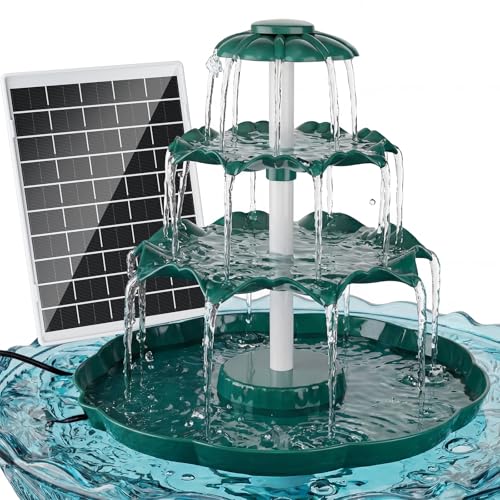 AISITIN 6.5W Solar Bird Bath Fountain, 3-Tiered Waterfall, DIY Detachable | Solar Fountain Pump & Adjustable Panel, Lightweight Resin Plastic for Garden, Outdoor Bird Feeder, Pond Decor